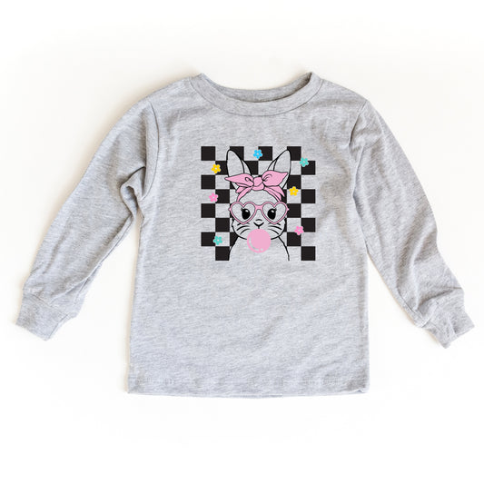 Groovy Checkered Bunny | Youth Long Sleeve Tee