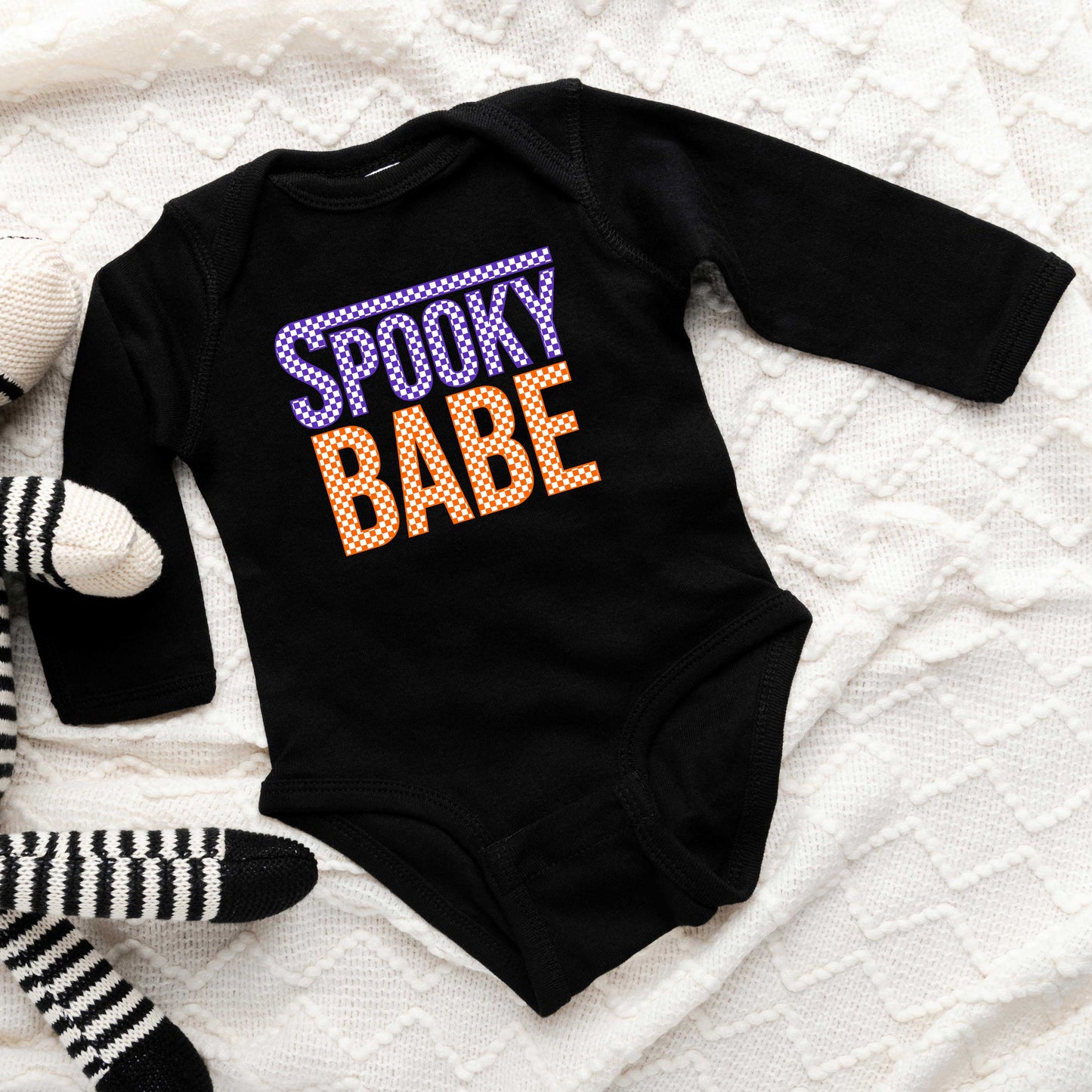 Spooky Babe Checkered | Baby Graphic Long Sleeve Onesie