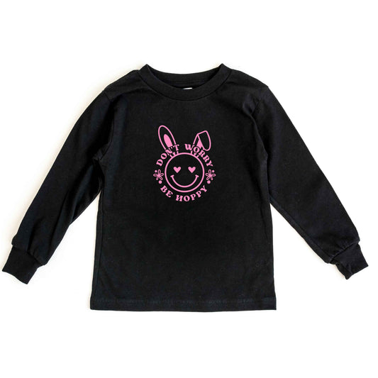 Don't Worry Be Hoppy Smiley Bunny | Toddler Long Sleeve Tee