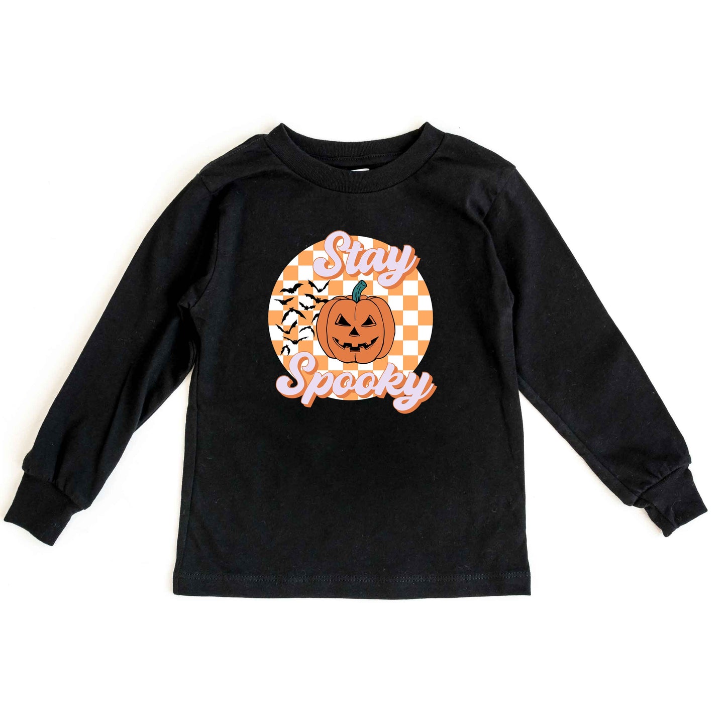 Stay Spooky Bats Checkered | Toddler Graphic Long Sleeve Tee