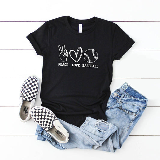 Peace Love Baseball | Youth Short Sleeve Crew Neck