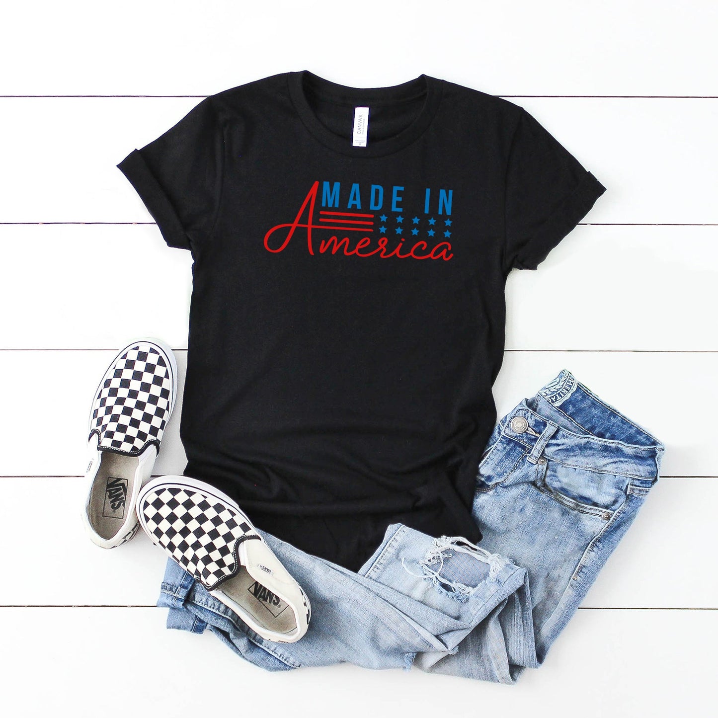 Made In America Stars And Stripes | Youth Short Sleeve Crew Neck