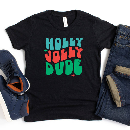 Holly Jolly Dude Wavy | Youth Short Sleeve Crew Neck