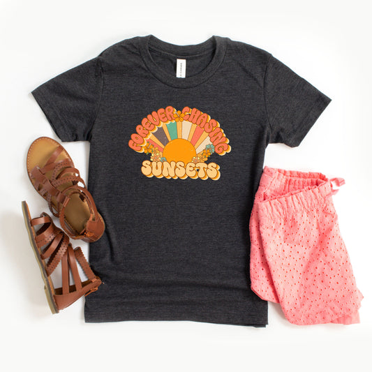Retro Forever Chasing Sunsets | Youth Short Sleeve Crew Neck