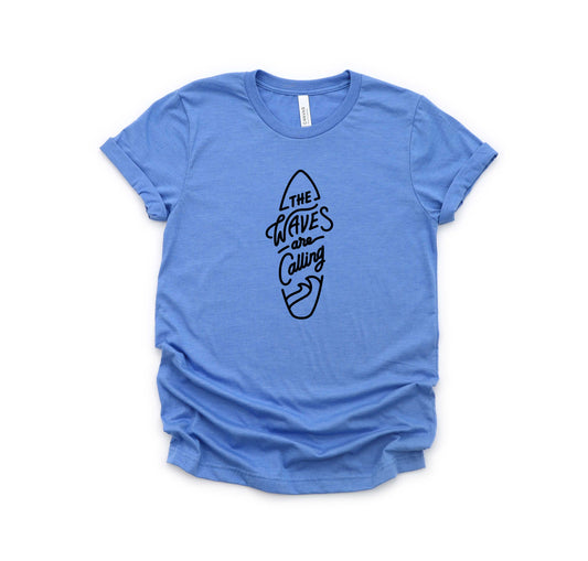 The Waves Are Calling Surf Board | Youth Short Sleeve Crew Neck