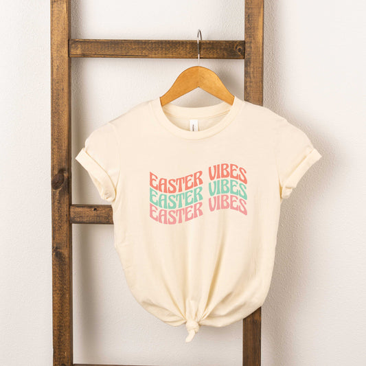 Easter Vibes Wavy Stacked | Toddler Short Sleeve Crew Neck