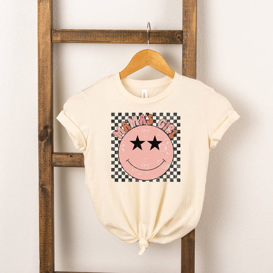 Mama's Girl Checkered Smiley Face | Toddler Short Sleeve Crew Neck