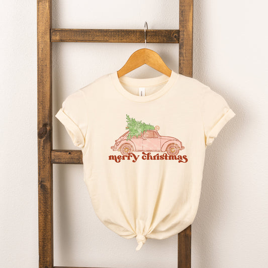 Merry Christmas Pink Car | Toddler Short Sleeve Crew Neck