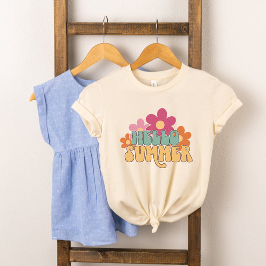 Hello Summer Flowers | Toddler Short Sleeve Crew Neck