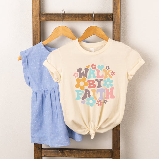 Walk By Faith Flowers | Toddler Short Sleeve Crew Neck