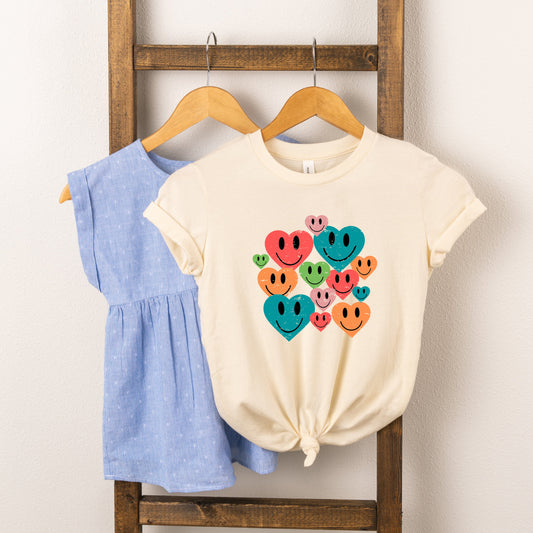 Distressed Smiley Hearts | Toddler Short Sleeve Crew Neck