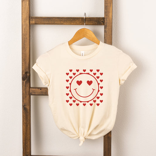 Smiley Face Hearts | Toddler Short Sleeve Crew Neck