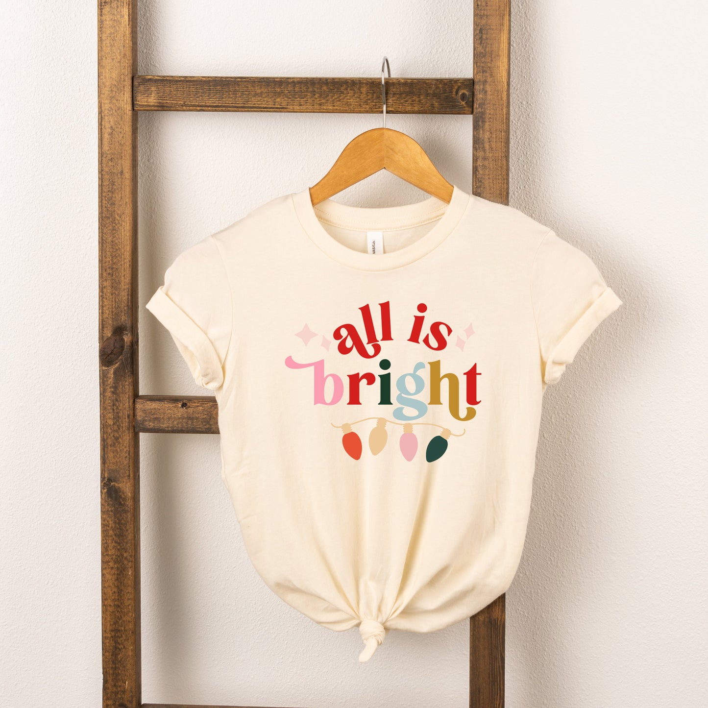 All Is Bright Christmas Lights | Youth Short Sleeve Crew Neck