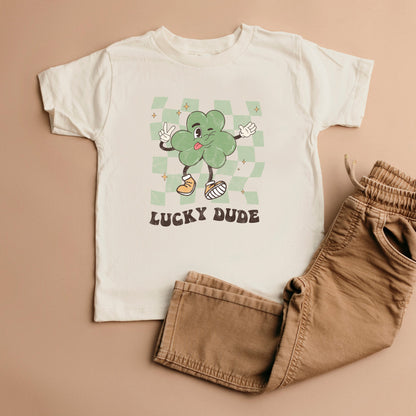 Lucky Dude Checkered | Toddler Short Sleeve Crew Neck