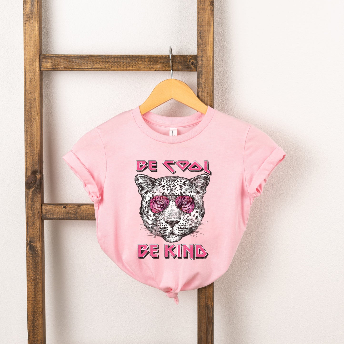 Be Cool Be Kind Leopard | Toddler Short Sleeve Crew Neck