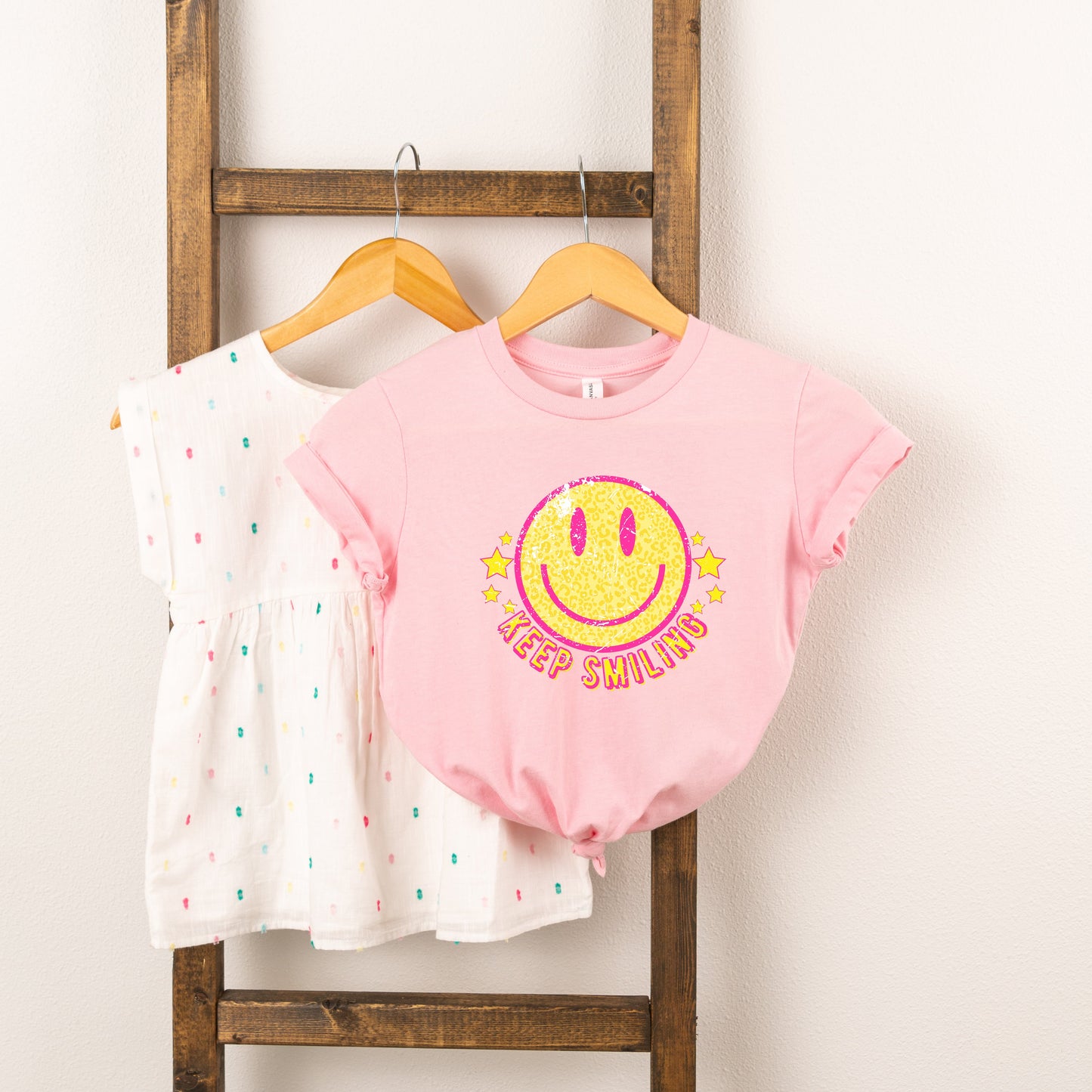 Keep Smiling Happy Face | Toddler Short Sleeve Crew Neck