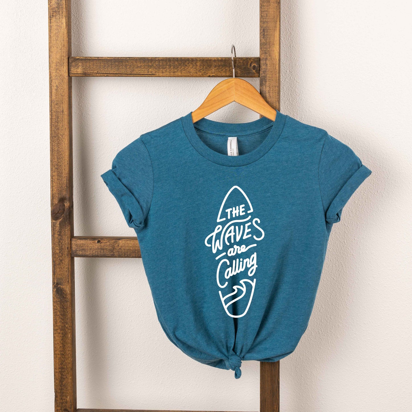 The Waves Are Calling Surf Board | Toddler Short Sleeve Crew Neck