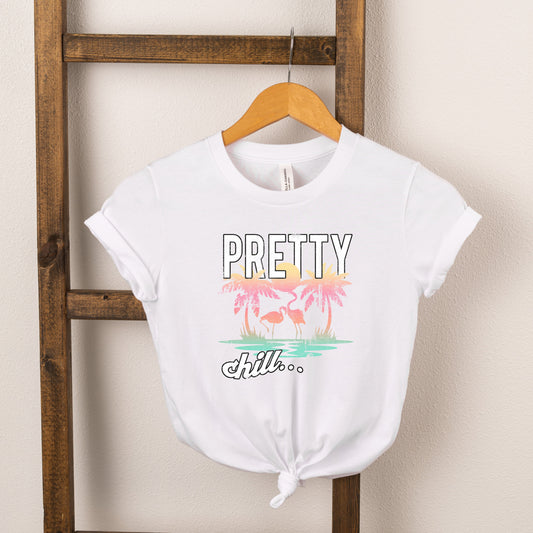 Pretty Chill Flamingo | Toddler Short Sleeve Crew Neck