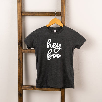 Hey Boo Cursive | Toddler Short Sleeve Crew Neck