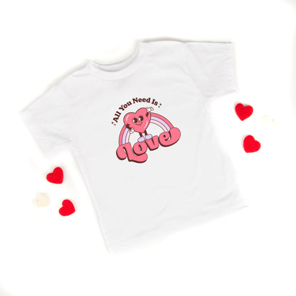 All You Need Is Love Heart Rainbow | Toddler Short Sleeve Crew Neck