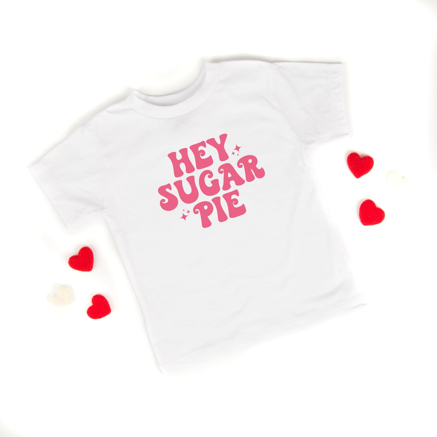 Hey Sugar Pie Stars Pink | Toddler Short Sleeve Crew Neck