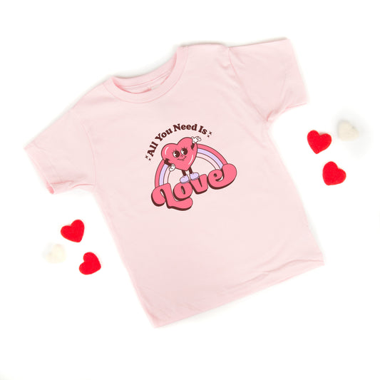 All You Need Is Love Heart Rainbow | Toddler Short Sleeve Crew Neck