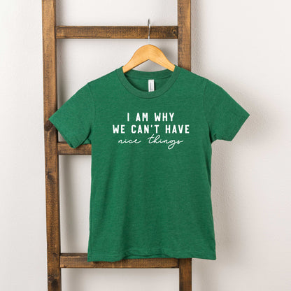 Can't Have Nice Things Cursive | Youth Short Sleeve Crew Neck