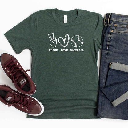 Peace Love Baseball | Youth Short Sleeve Crew Neck