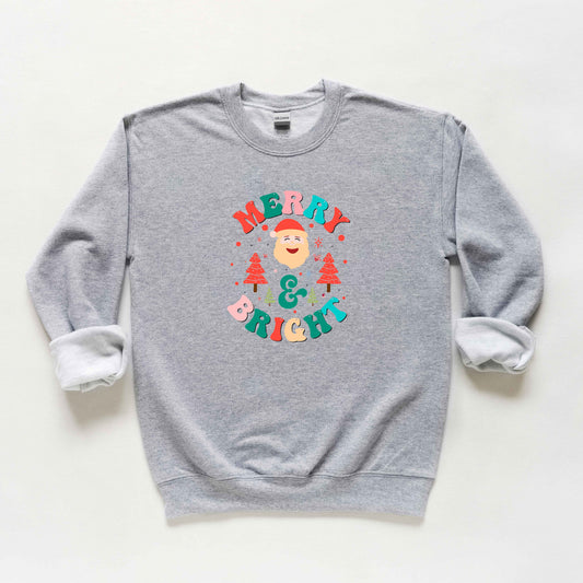 Retro Merry And Bright Santa | Youth Sweatshirt
