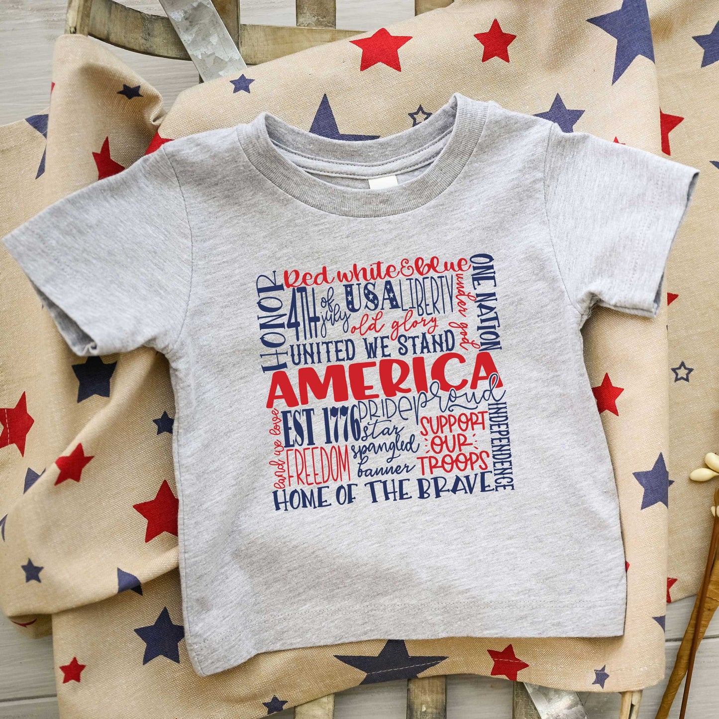America Words Colorful | Youth Short Sleeve Crew Neck