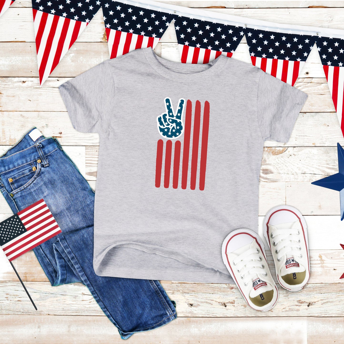 Flag Peace Sign | Youth Short Sleeve Crew Neck