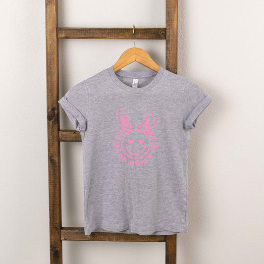 Don't Worry Be Hoppy Smiley Bunny | Toddler Short Sleeve Crew Neck