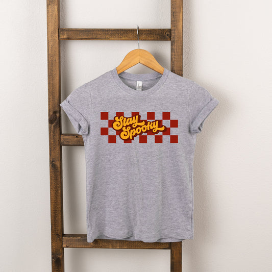 Stay Spooky Retro Checkered | Toddler Short Sleeve Crew Neck