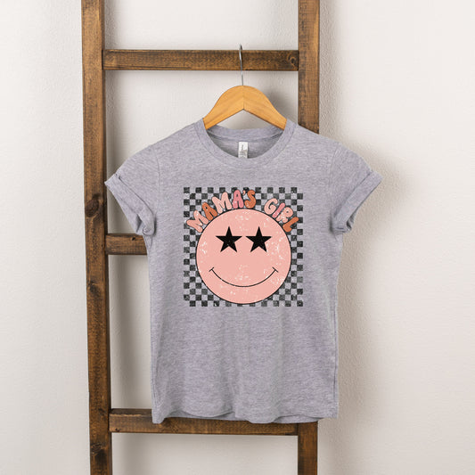 Mama's Girl Checkered Smiley Face | Toddler Short Sleeve Crew Neck