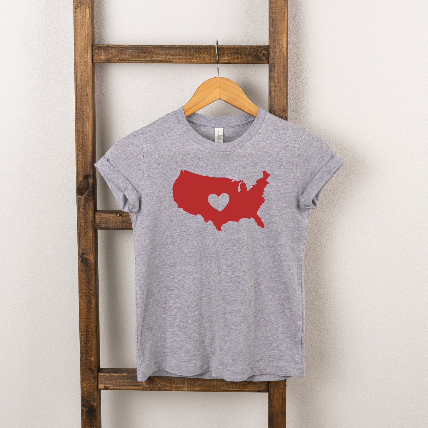 USA Heart Outline | Toddler Short Sleeve Crew Neck