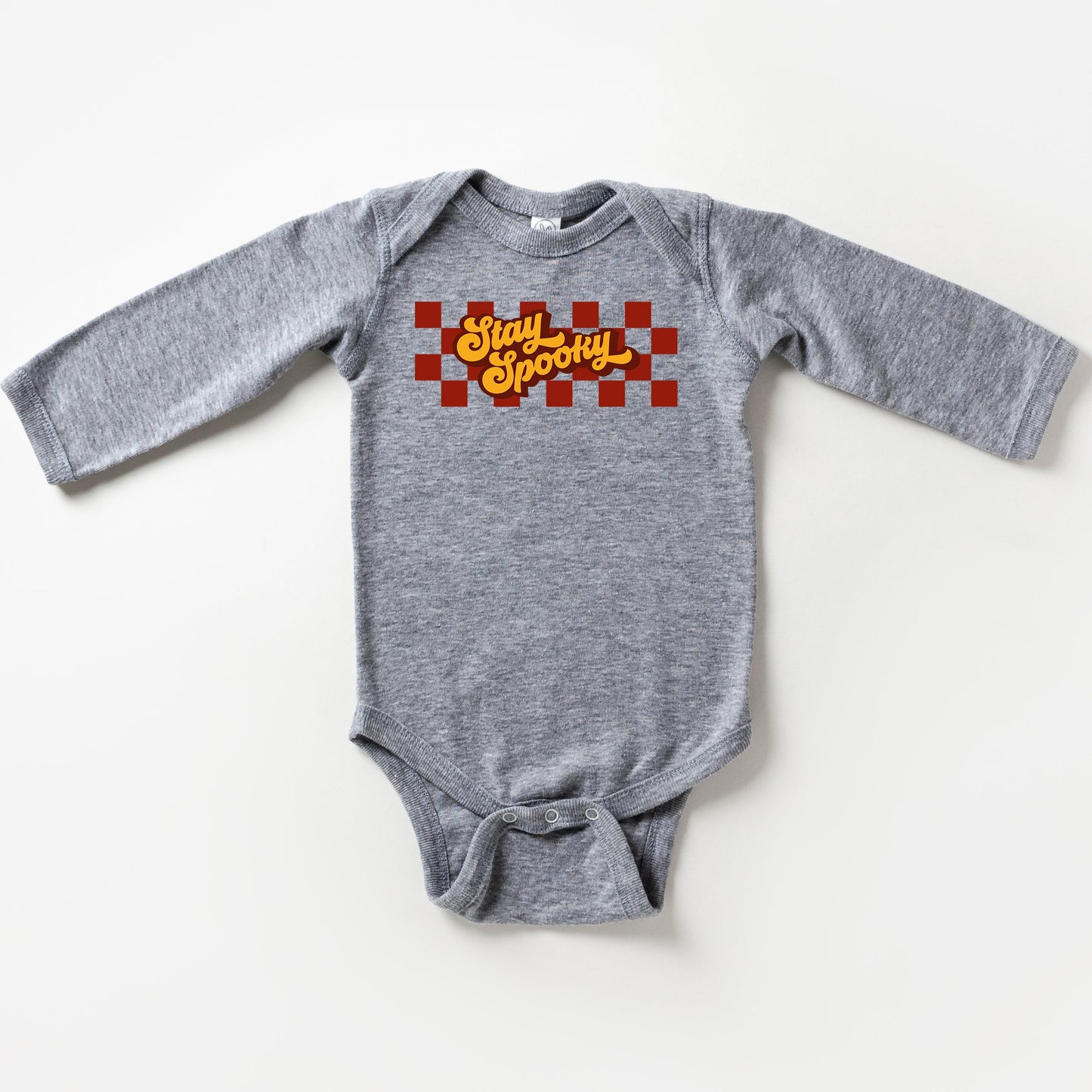 Stay Spooky Retro Checkered | Baby Long Sleeve Onesie