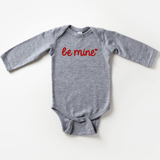 Be Mine Cursive Heart | Baby Long Sleeve Onesie