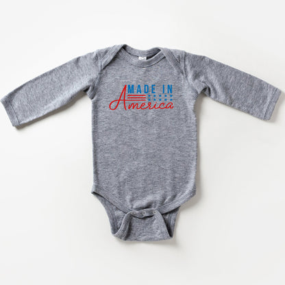 Made In America Stars And Stripes | Baby Long Sleeve Onesie