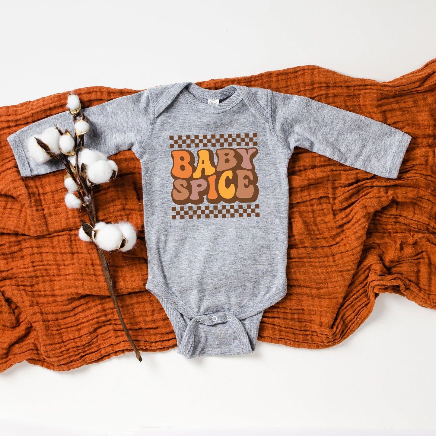 Baby Spice Checkered | Baby Graphic Long Sleeve Onesie