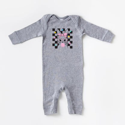 Groovy Checkered Bunny | Baby Romper