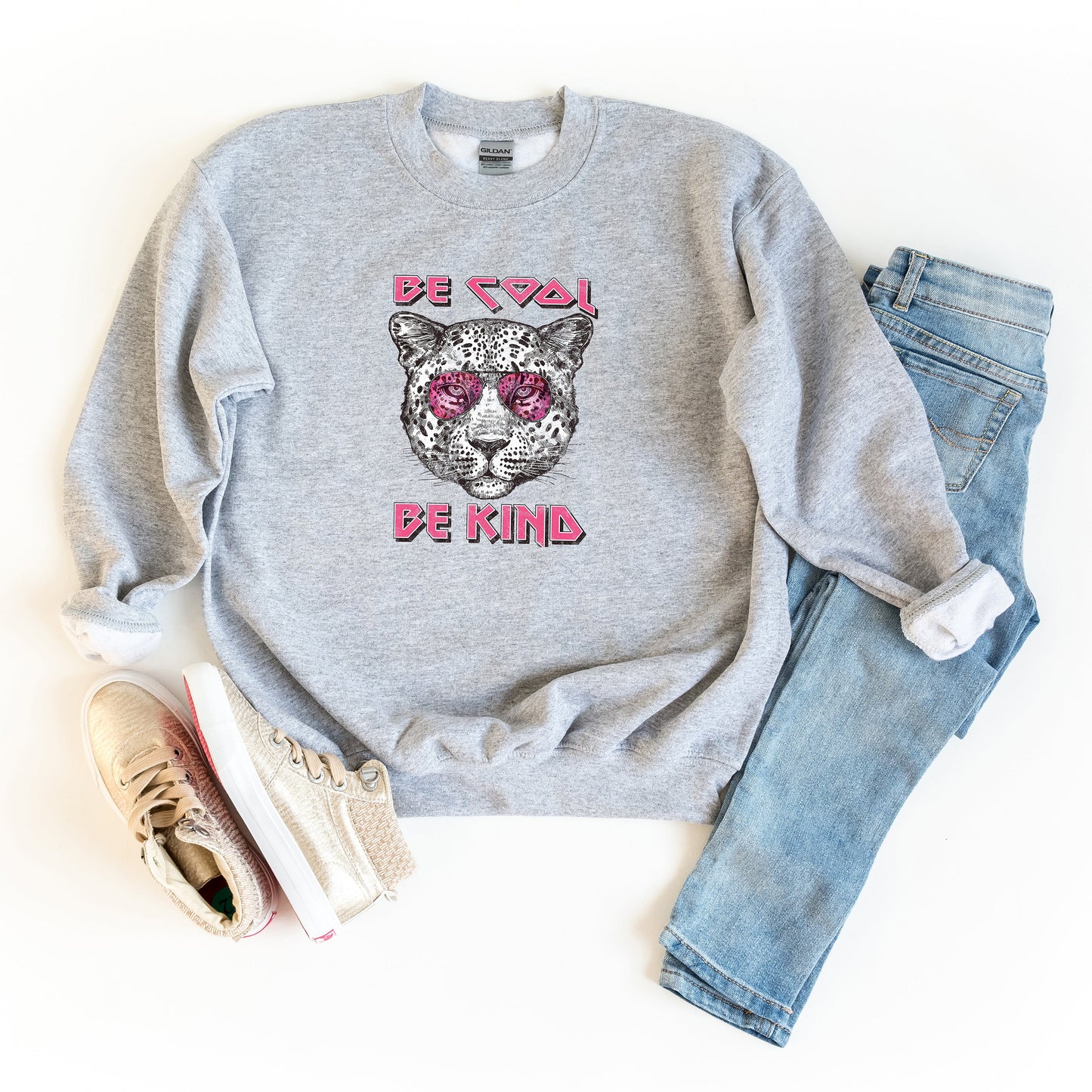 Be Cool Be Kind Leopard | Youth Sweatshirt