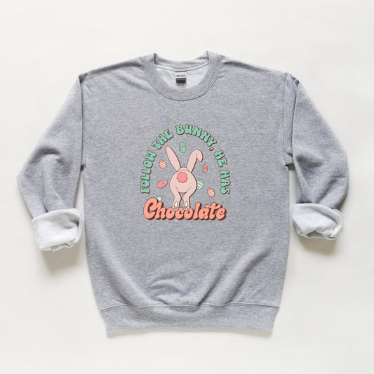 Follow The Bunny He Has Chocolate | Youth Sweatshirt