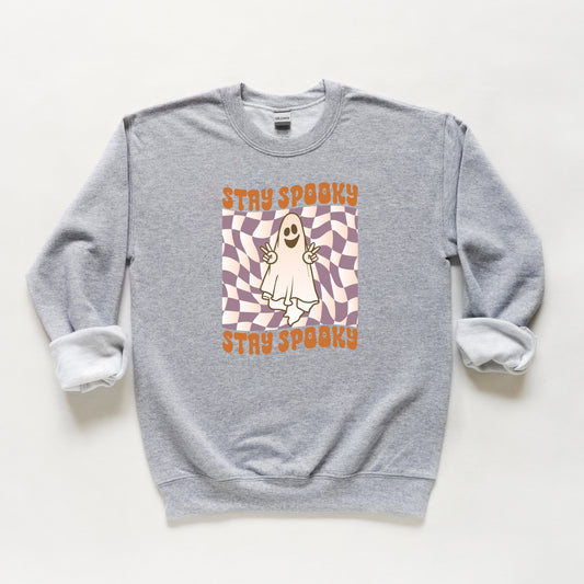 Checkered Stay Spooky Ghost | Youth Sweatshirt