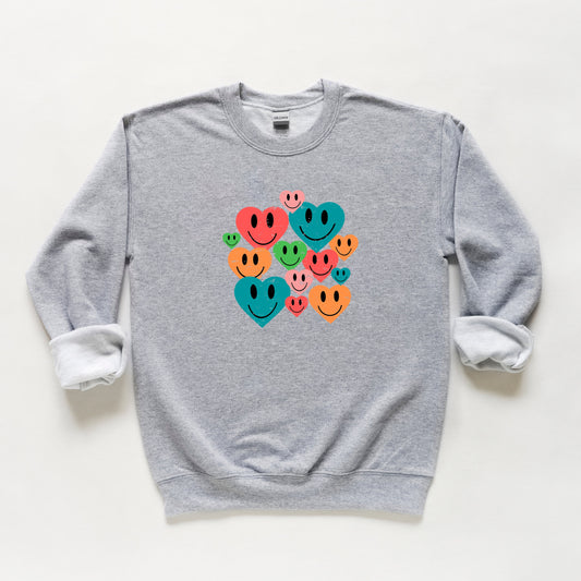 Distressed Smiley Hearts | Youth Sweatshirt