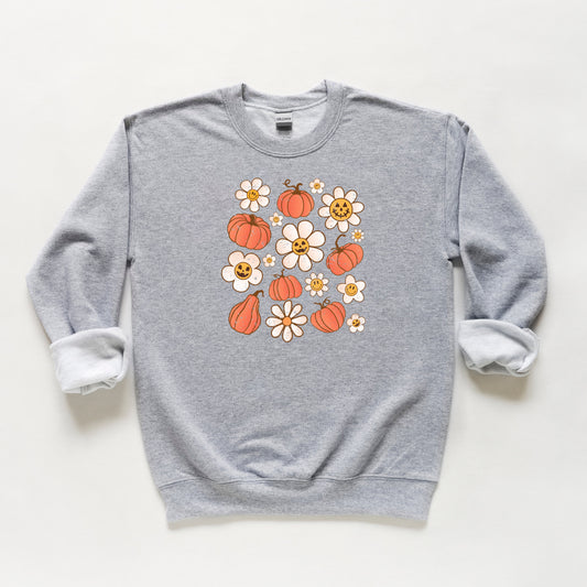 Distressed Flowers And Pumpkins | Youth Sweatshirt