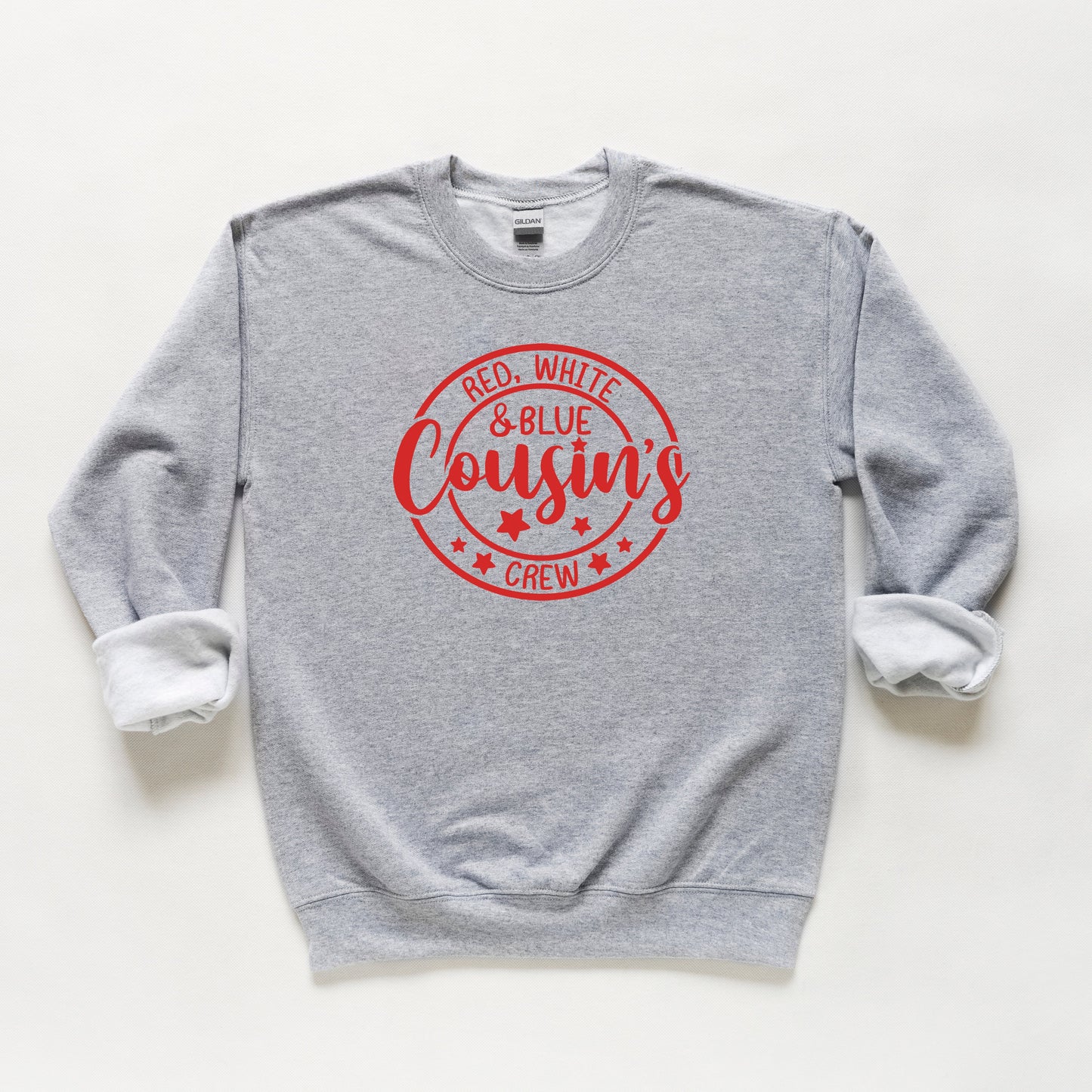 Red White And Blue Cousin's Crew | Youth Sweatshirt