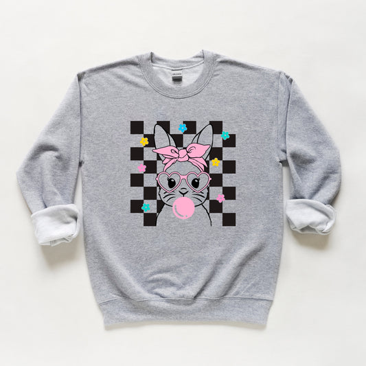 Groovy Checkered Bunny | Youth Sweatshirt