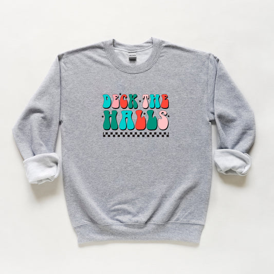 Retro Deck The Halls Checkered | Youth Sweatshirt