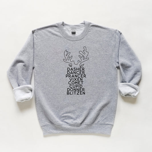 Reindeer Names Antlers | Youth Sweatshirt
