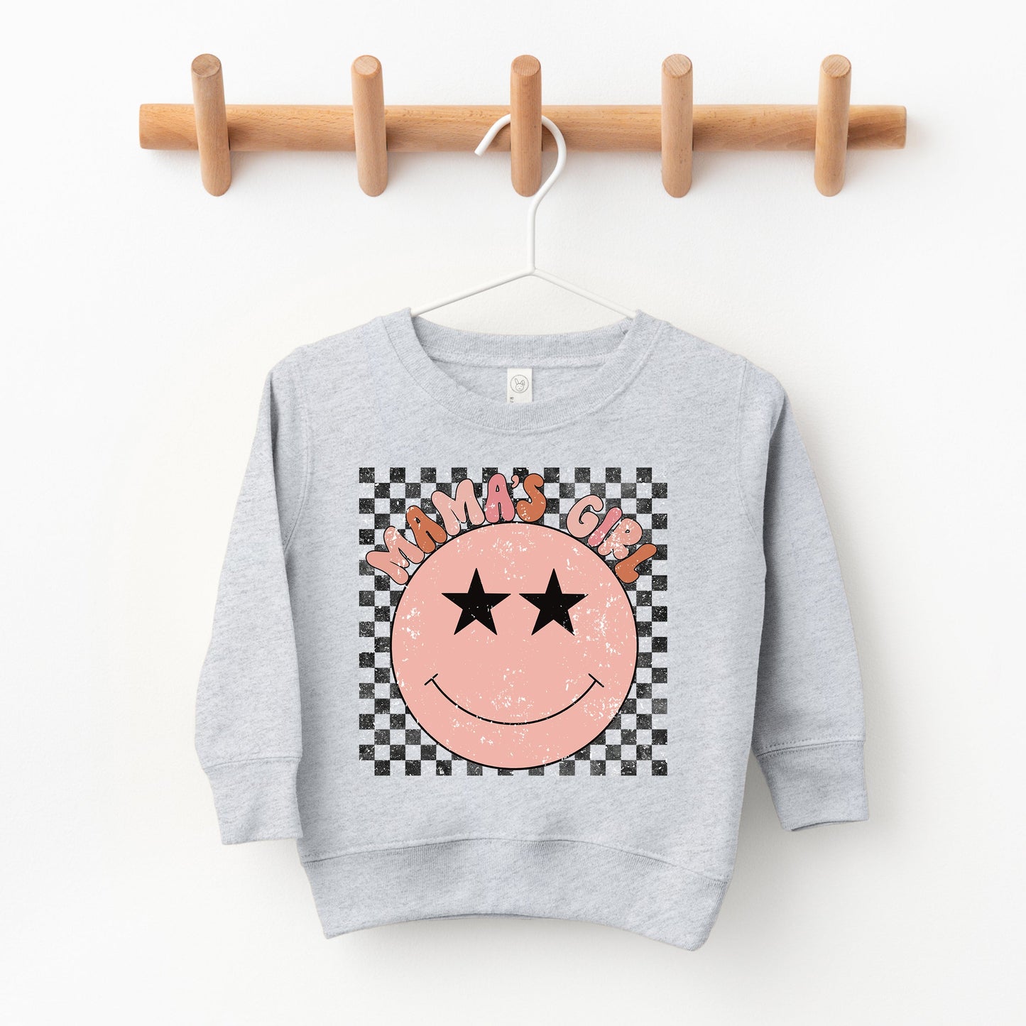 Mama's Girl Checkered Smiley Face | Toddler Sweatshirt